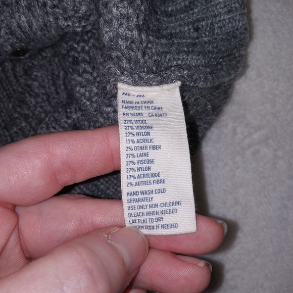 Y2K Fitted American Eagle Gray Wool Cable Knit  Sweater Dress Size M - Picture 10 of 12